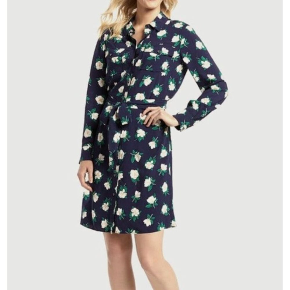 DRAPER JAMES magnolia belted shirt dress in navy size 12